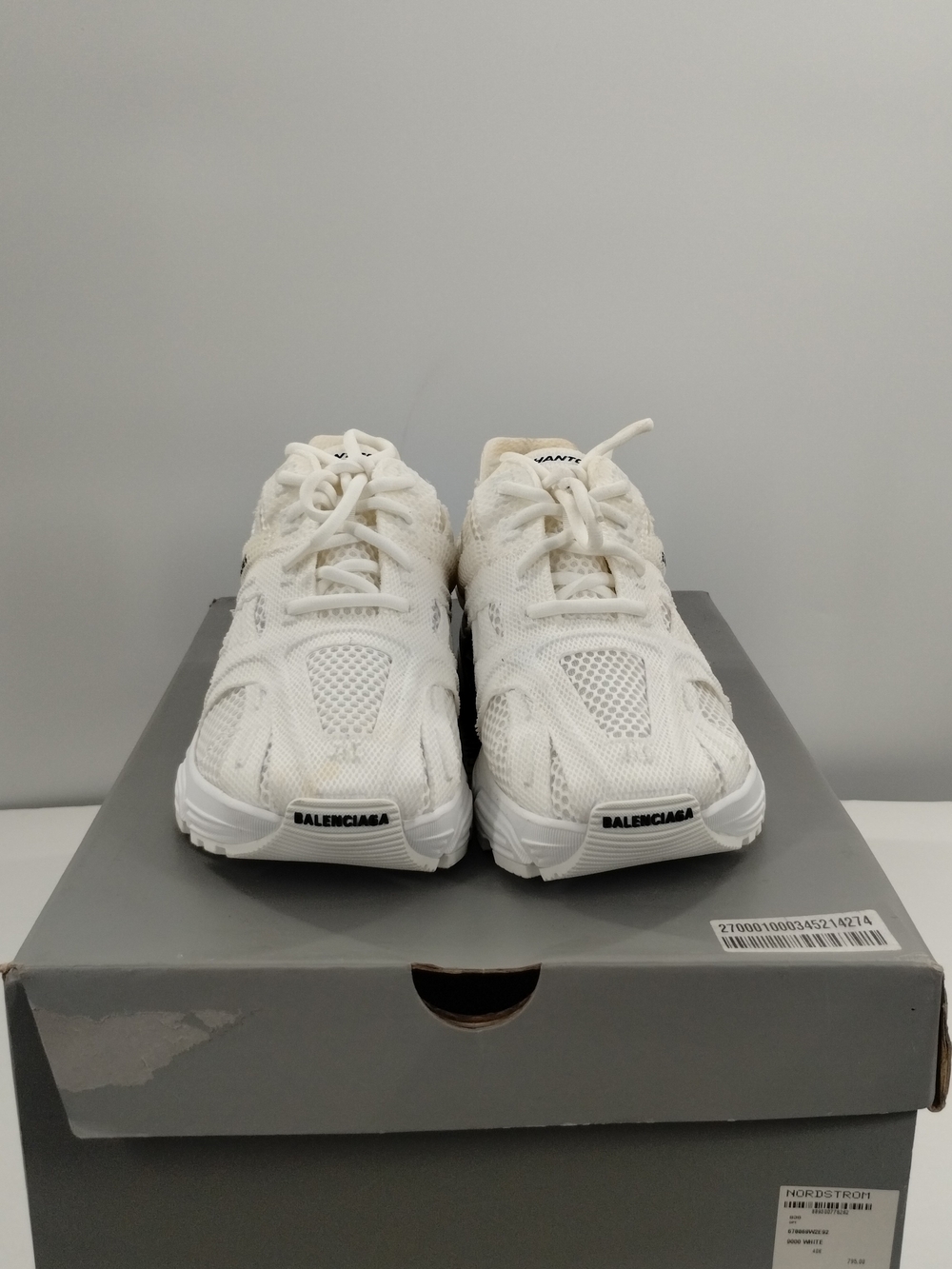 Balenciaga Man White Mesh Runner Sneakers